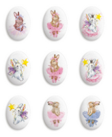 Украшение сахарные фигурки Медальоны Зайчики 35*25мм, арт.tp77879 (уп/63 шт)