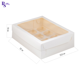 Коробка для 12 капкейков с окном и ложементом, БЕЛАЯ 320*235*100 мм, арт. 040880