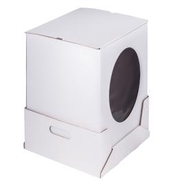 Коробка для торта белая ЯЩИК с окошком. 350*350*500 мм, арт. 020910