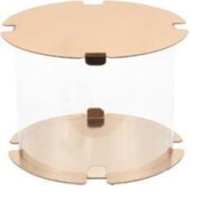 Коробка для торта прозрачная ТУБУС d-300мм, выс.300мм (белая/золото), арт.022540