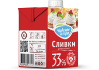 Сливки животные 33% "Чудское озеро",500 мл