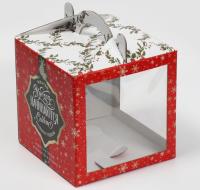 Коробка кондитерская с окном, сундук, «Рождественская почта» 20*20*20 см, арт.9019655