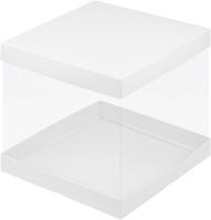 Коробка под торт с прозр. стенками 300*300*280 (белая), арт.022107