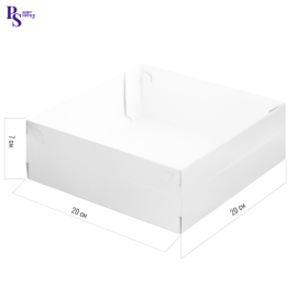 Коробка для зефира, тортов и пирожных, белая с пл.крышкой, 200*200*70 мм, арт. 070260