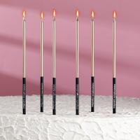 Свечи в торт "Праздник", 6 шт, 16 см, золото с чёрным, арт.5122210