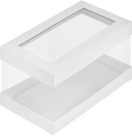 Коробка под половинку рулета ЛЮКС с прозр. стенками и окном белая 210*110*100мм, арт.060860