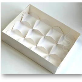 Коробка для моти с пластиковой крышкой и ложементами 235*175*55 (12) (белая), арт.070940