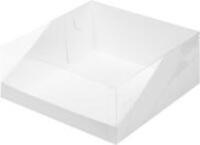 Коробка для торта белая с пласт. крышкой 235*235*100 мм, арт. 021101