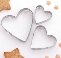 Набор форм для вырезания печенья "Сердечко" (3 шт) 6*6*1,8см, серебр., арт.1018113