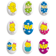 Украшение сахарные фигурки Медальоны Цыплята 35*25мм, арт.tp78050 (уп/63 шт)