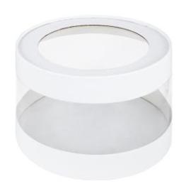 Коробка для тортов и пирожных ШЛЯПНАЯ с прозр. стенкамии окном d-160мм, h-100мм(белая), арт.070010