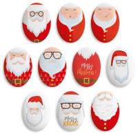 Украшение сахарные фигурки Медальоны Санта Клаусы 35*25 мм, арт.tp78234 (уп/63 шт)