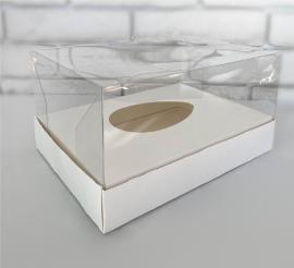 Коробка с прозр.крышкой под половину шок. ЯЙЦА, белая, 250*180*120мм, арт.КУ-00688