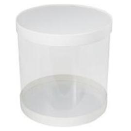 Коробка для торта ШЛЯПНАЯ прозрачная d-240мм, h-240мм (белая), арт.022660