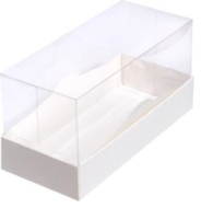 Коробка для кекса ПРЕМИУМ с прозр. куполом 180*80*90 мм (белая), арт.073030