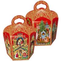 Коробка из картона для кулича 134 мм Красный Палех арт.59488