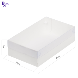 Коробка для зефира, тортов и пирожных, белая с пл.крышкой, 250*150*70 мм, арт. 070270