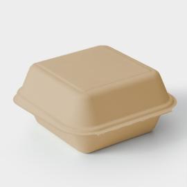 Ланч-бокс, коробка для бенто-торта и бургера, 15.2×15.2×8 см, сах. тростник, бежевый, арт.10388072