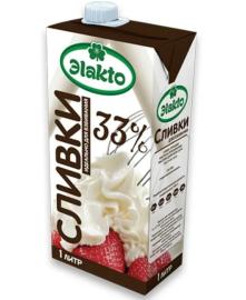 Сливки питьевые ультрапаст. для взбивания " Элакто", 33%, 1 л