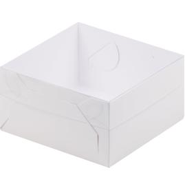 Коробка для зефира, тортов и пирожных, белая с пл.крышкой, 155*155*60 мм, арт. 070231