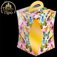 Коробка из картона для кулича 90 мм Бабочки цветные арт. 47229