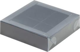 Коробка для конфет с пластиковой крышкой 120*120*30 мм (4) (графит)