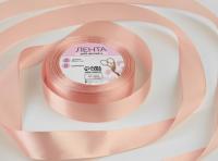 Лента атласная, 25 мм*23м, цвет жемчужно-розовый №166, арт.5052131