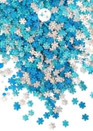 Посыпка сахарная декоративная "СНЕЖИНКИ" перламутровые (бел,гол,син) #356/4, 50 гр (фасовка ИМ)