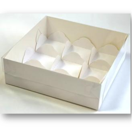 Коробка для моти с пластиковой крышкой и ложементами 175*175*55 (9) (белая), арт.070930