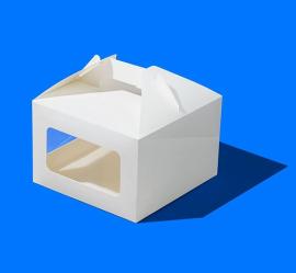 Коробка для кулича/десерта ForGenika JUMPL (2 окна) Белая 180*180*220 мм ST