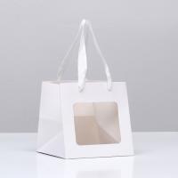 Пакет подарочный крафт с окном «Белый», 15*15*15см, арт.9608099