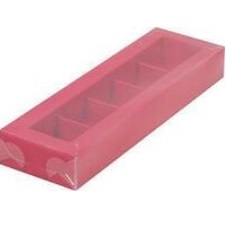 Коробка для конфет 5 шт красная матовая с пластик.крышкой 235*70*30 мм, арт. 051025