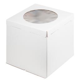Коробка для торта с окном, гофрокар., БЕЛАЯ, бок.+крышка+дно 360*360*260, арт.020300