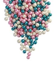 Драже зерновое в глазури ЖЕМЧУГ МИКС (тем.бирюза, розовый, серебро) "ФБ" #173