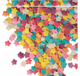 Посыпка сахарная декоративная "Звездочки" (жел,бел,красн,роз,гол,сир,оранж) #311, 100гр (фасовка ИМ)