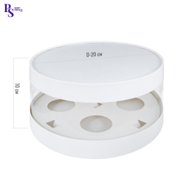 Коробка для 4х капкейков ШЛЯПНАЯ диаметр 200 мм высота 100 мм БЕЛАЯ, арт.040670