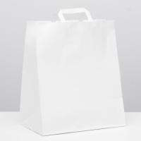 Пакет крафт без печати, белый, плоская ручка 32*20*37 см, арт.3742615