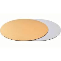 Подложка картон круг d 44 см, h 3,2 мм, лам. зол/жемч, шт