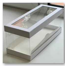 Коробка под рулет ЛЮКС с прозрачными стенками и окном 300*120*130 (белая), арт.060870