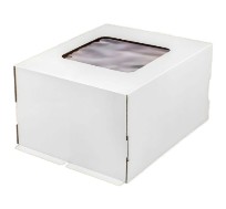 Короб для тортов 600*400*200 мм Белый с окном (25 шт/кор)