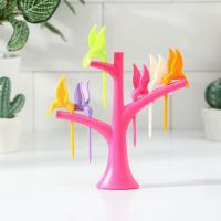 Набор для канапе «Птицы», на подставке, 6 шпажек, цвет МИКС, арт. 828119