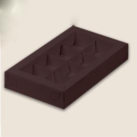 Коробка для конфет с пластиковой крышкой 190*110*30 (8) (шоколад), арт.050805