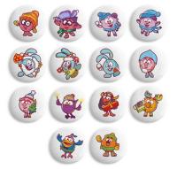 Украшение сахарные фигурки Медальоны Смешарики Зима 27 мм, арт.tp89377 (уп/63 шт)