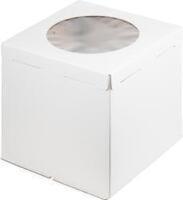 Коробка для торта с окошком, гофрокартон 300*300*450 мм (белая) боковины+крышка+дно, арт.020285