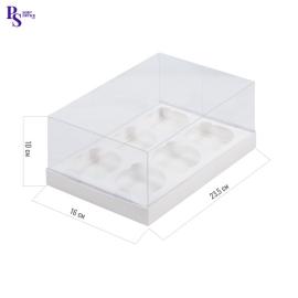 Коробка ПРЕМИУМ для 6 капкейков с лож.ПРОЗР.КУПОЛОМ БЕЛАЯ 235*160*100, арт.040373