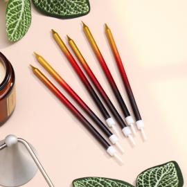 Свечи в торт "Ройс. Градиент", 6 шт, высокие, 13 см, чёрный, бордовый, золотой, арт.5060039