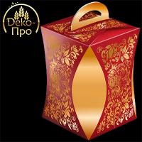 Коробка из картона для кулича 124 мм Красный Хохлома арт. 43093, шт