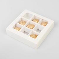 Упаковка для конфет на 9 шт, белый, 14,5*14,5*3,5 см, 5 шт