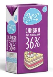 Сливки животные ТМ "Brise" без сахара 36%, 1л