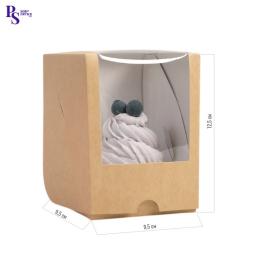 Упаковка под один капкейк с окном, крафт, 12,5*9,5*9,5 см, арт.3676616